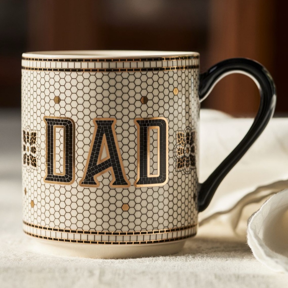 Anthropologie DAD Bistro Tile Stoneware Mug Family Edition